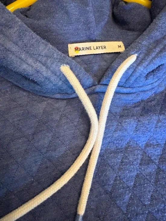 Marine Layer Corbet blue quilted hoodie size medium washwear noted - Picture 3 of 7